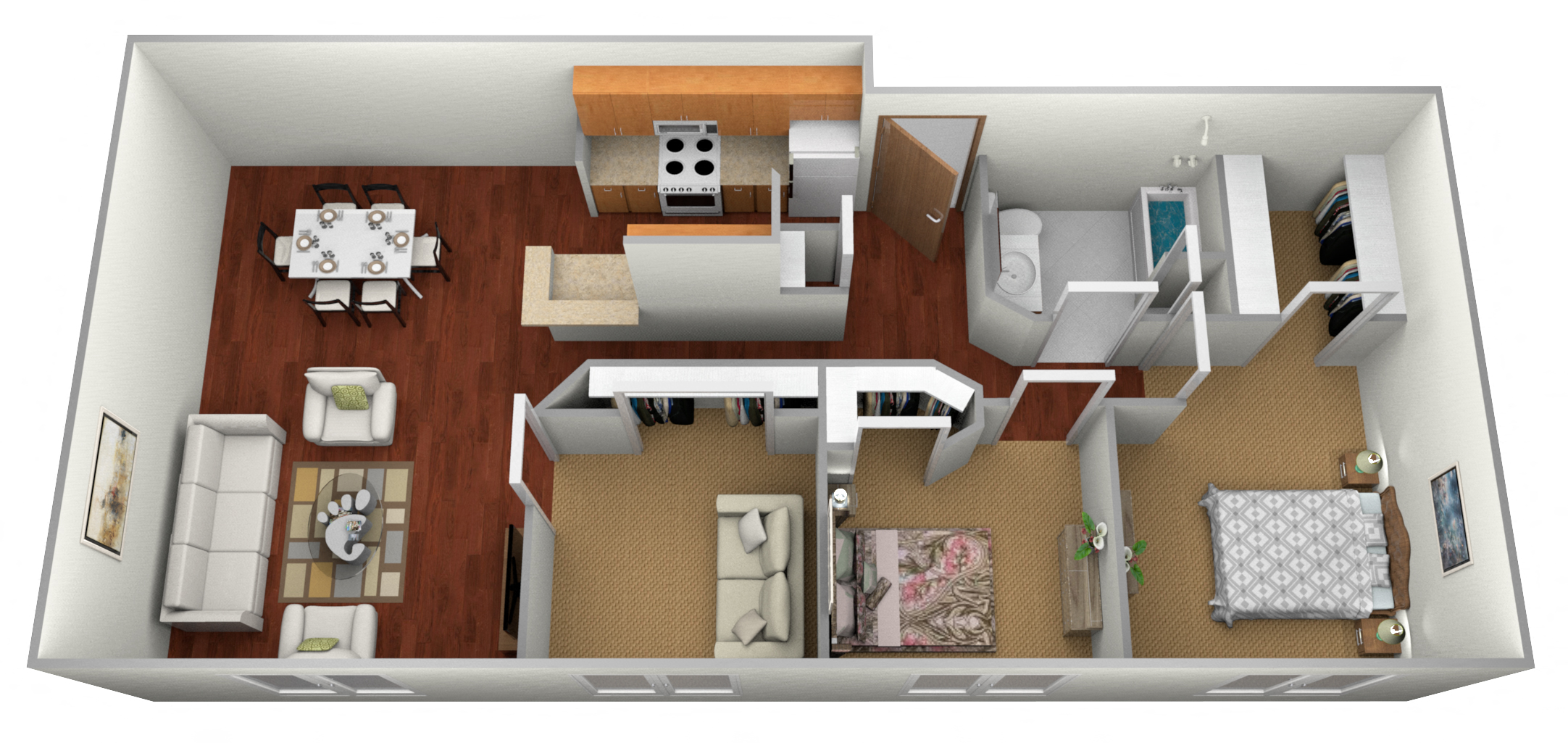 Floor plan for 3 beds, 1 bath, 1292 sqft